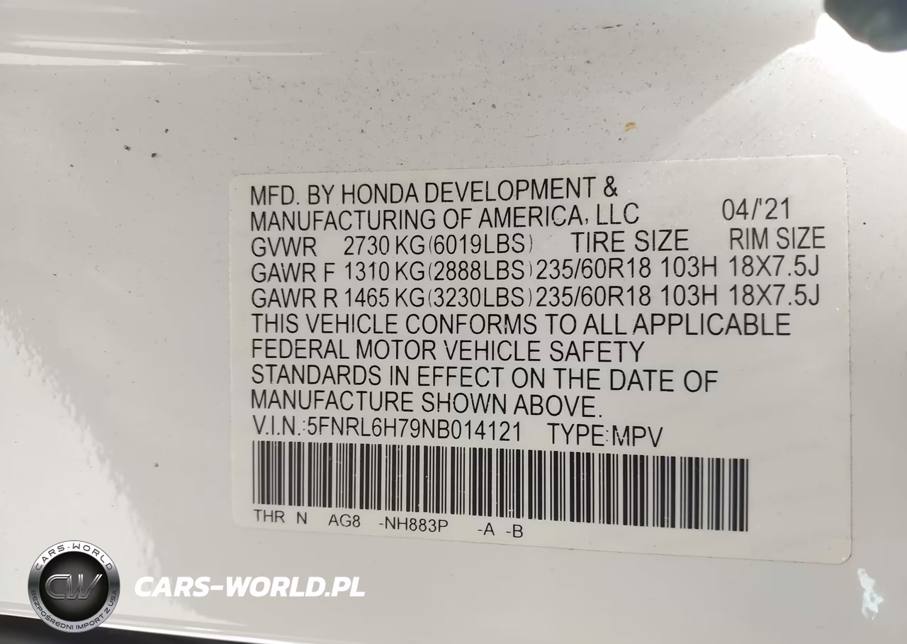 2022 Honda Odyssey Ex-L VIN:5FNRL6H79NB014121 - 9