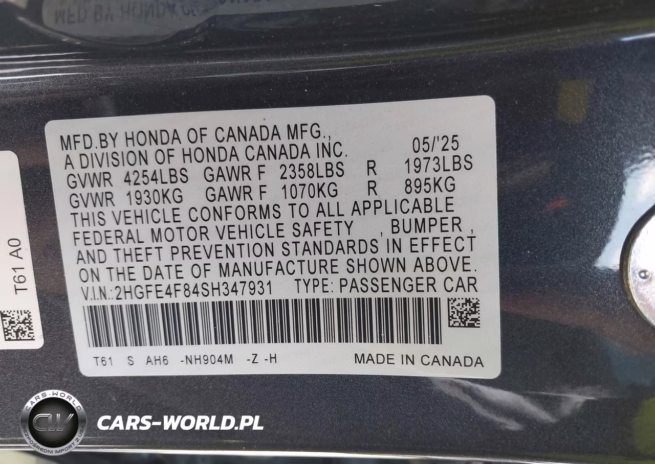 2025 Honda Civic Hybrid Sport-Sport Touring VIN:2HGFE4F84SH347931 - 9