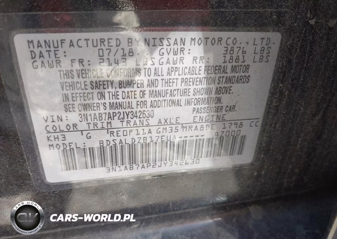 2018 Nissan Sentra Sv VIN:3N1AB7AP2JY342630 - 9