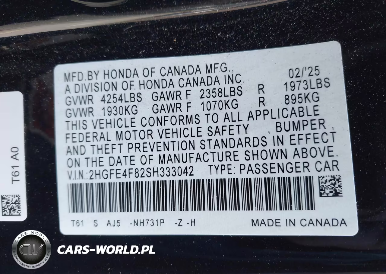 2025 Honda Civic Hybrid Sport-Sport Touring VIN:2HGFE4F82SH333042 - 9