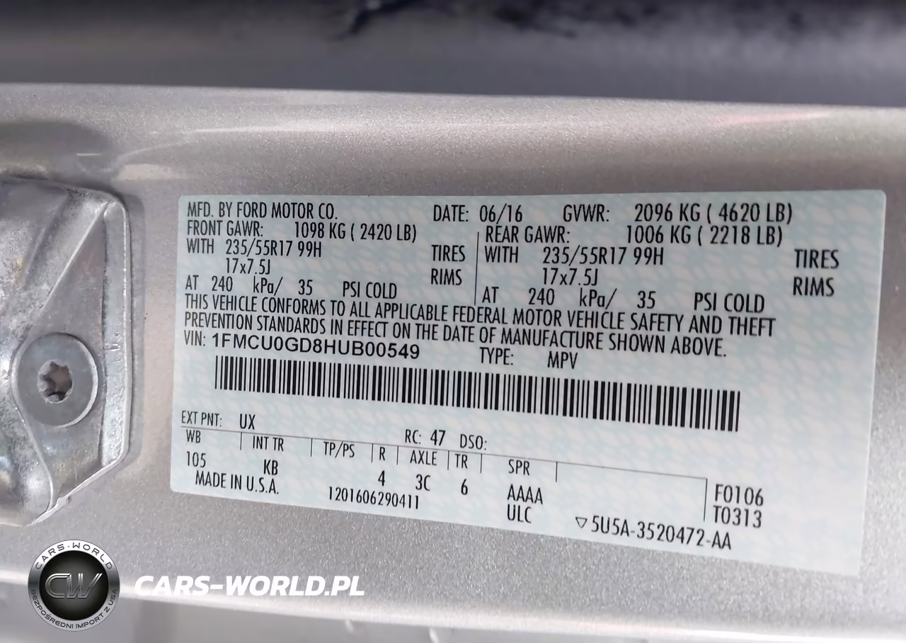 2017 Ford Escape Se VIN:1FMCU0GD8HUB00549 - 9