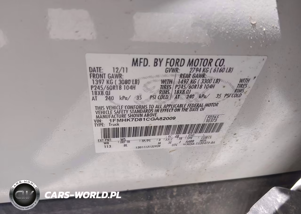 2012 Ford Explorer Xlt VIN:1FMHK7D81CGA82009 - 9