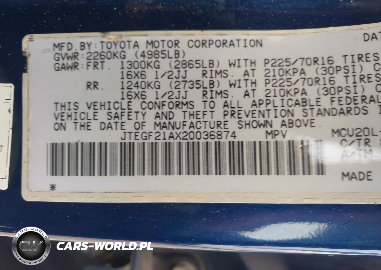 2002 Toyota Highlander Limited V6 VIN:JTEGF21AX20036874 - 9