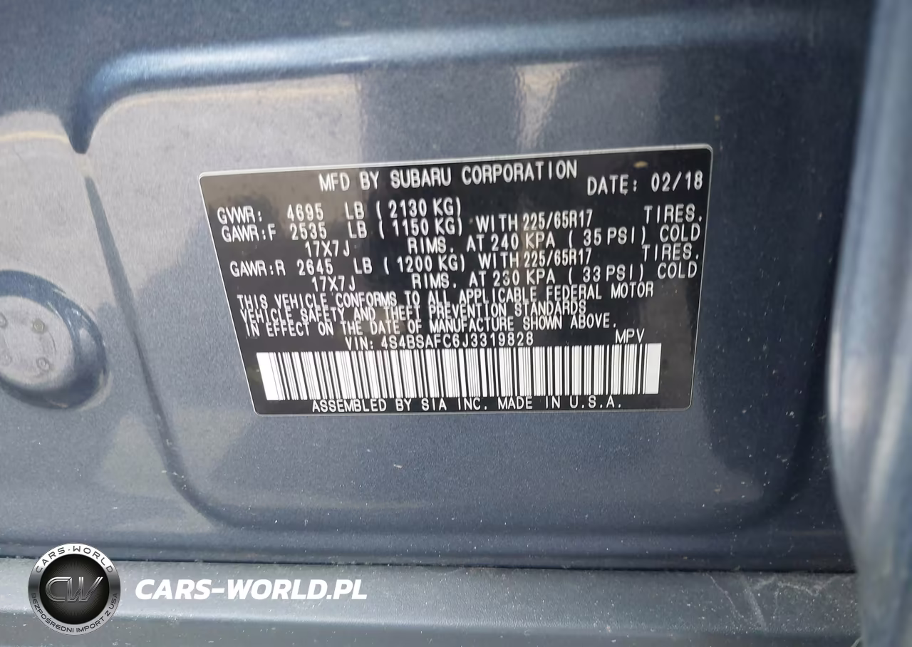2018 Subaru Outback 2.5I Premium VIN:4S4BSAFC6J3319828 - 9