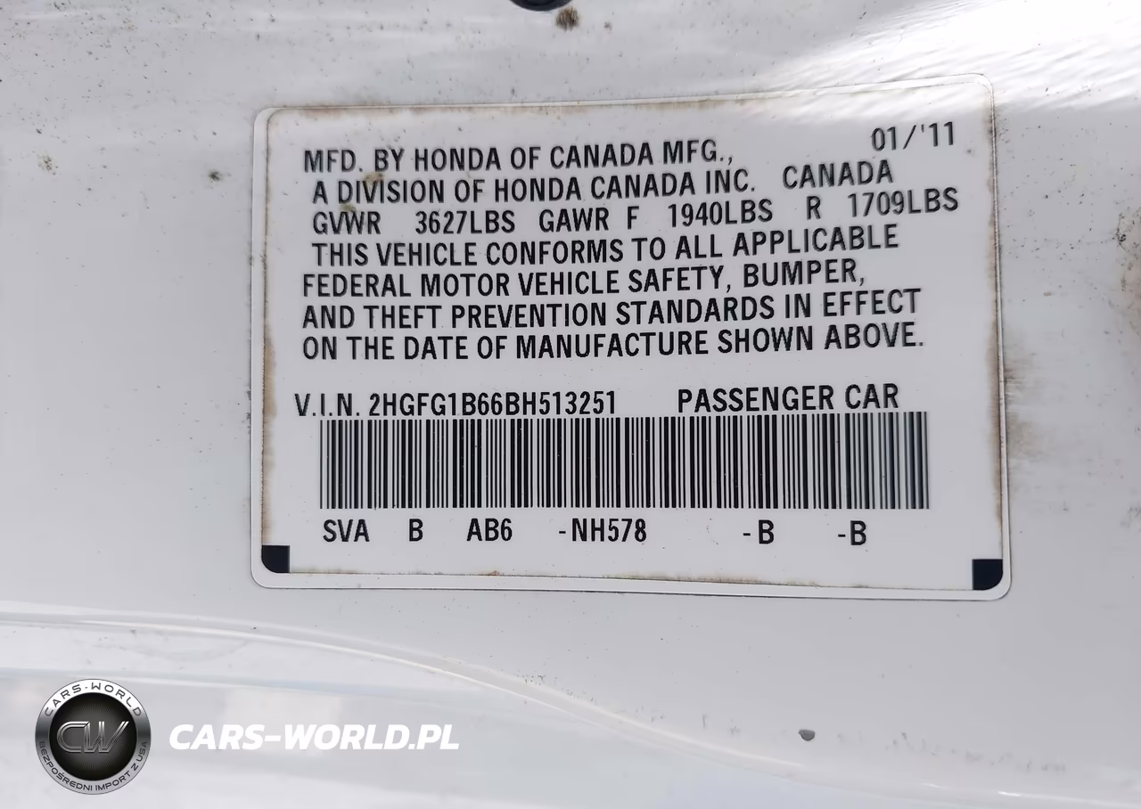 2011 Honda Civic Lx VIN:2HGFG1B66BH513251 - 9