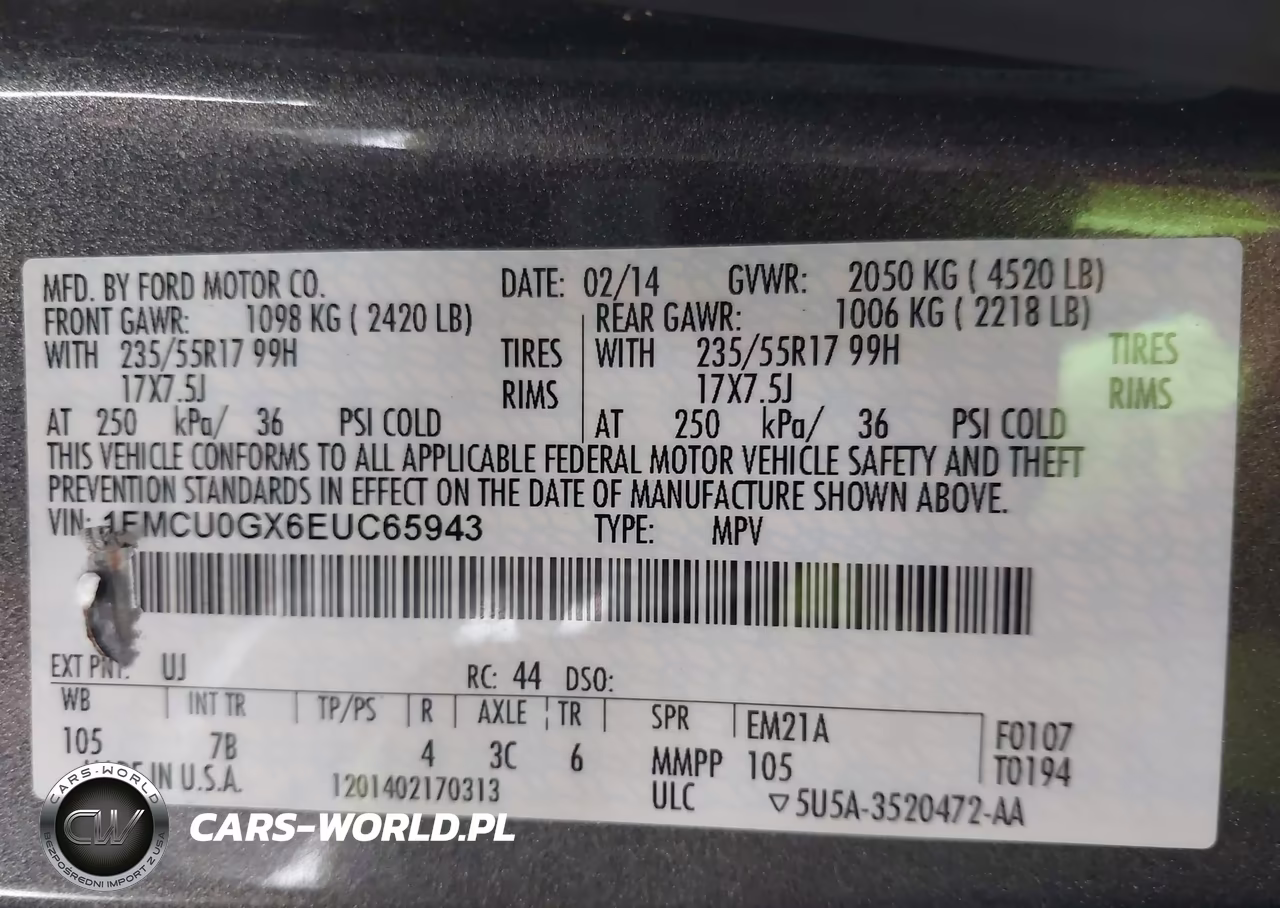 2014 Ford Escape Se VIN:1FMCU0GX6EUC65943 - 9