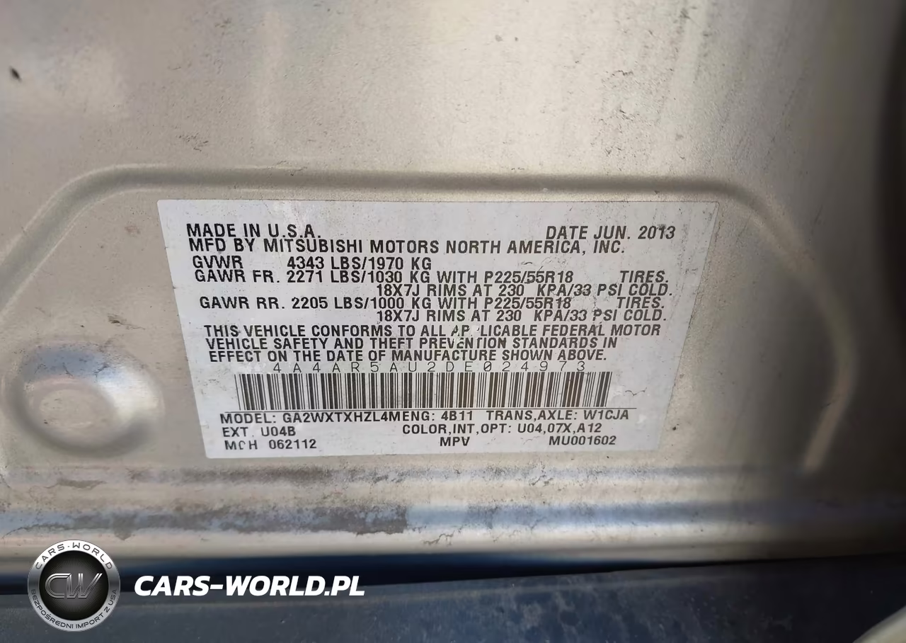 2013 Mitsubishi Outlander Sport Le VIN:4A4AR5AU2DE024973 - 9