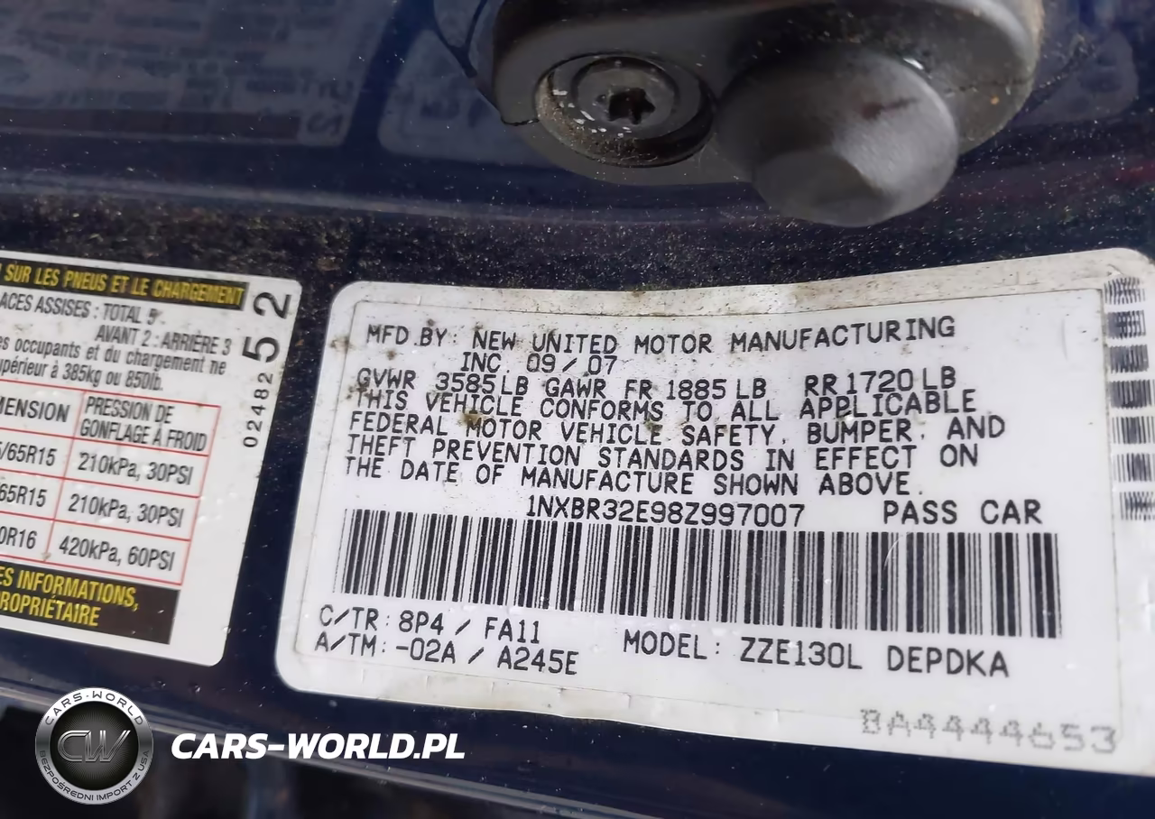 2008 TOYOTA COROLLA CE VIN:1NXBR32E98Z997007 - 9