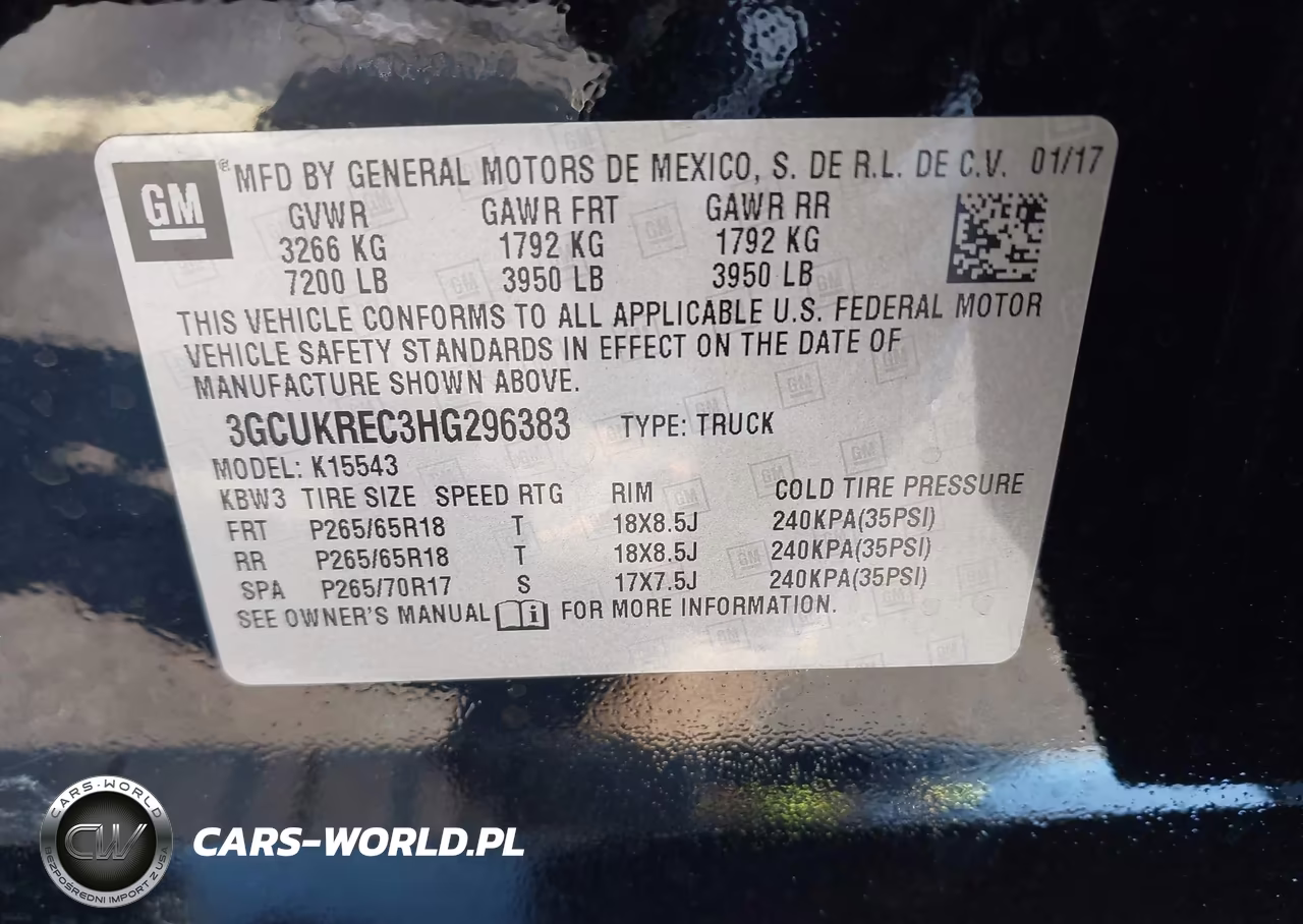 2017 Chevrolet Silverado 1500 2Lt VIN:3GCUKREC3HG296383 - 9