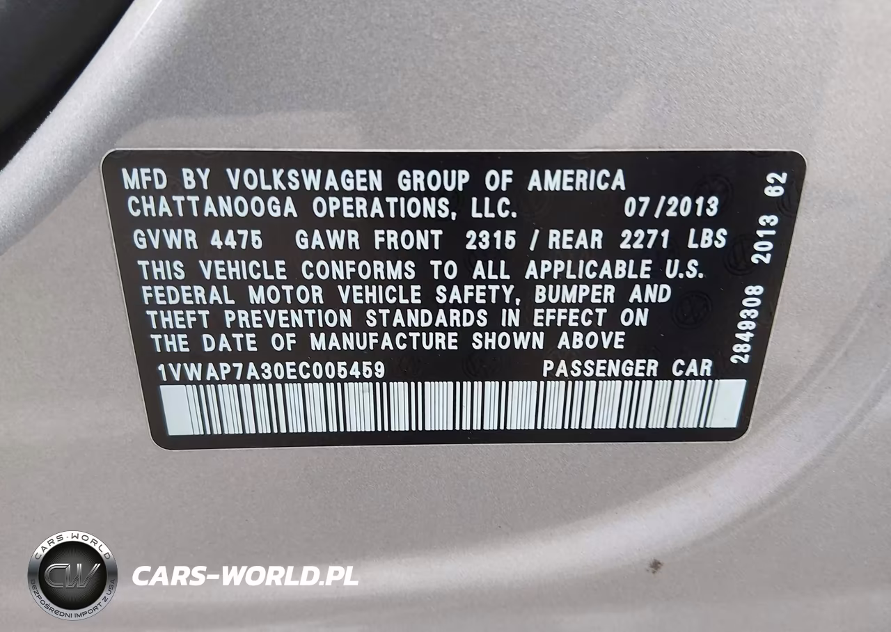 2014 Volkswagen Passat 2.5L Wolfsburg Edition VIN:1VWAP7A30EC005459 - 9