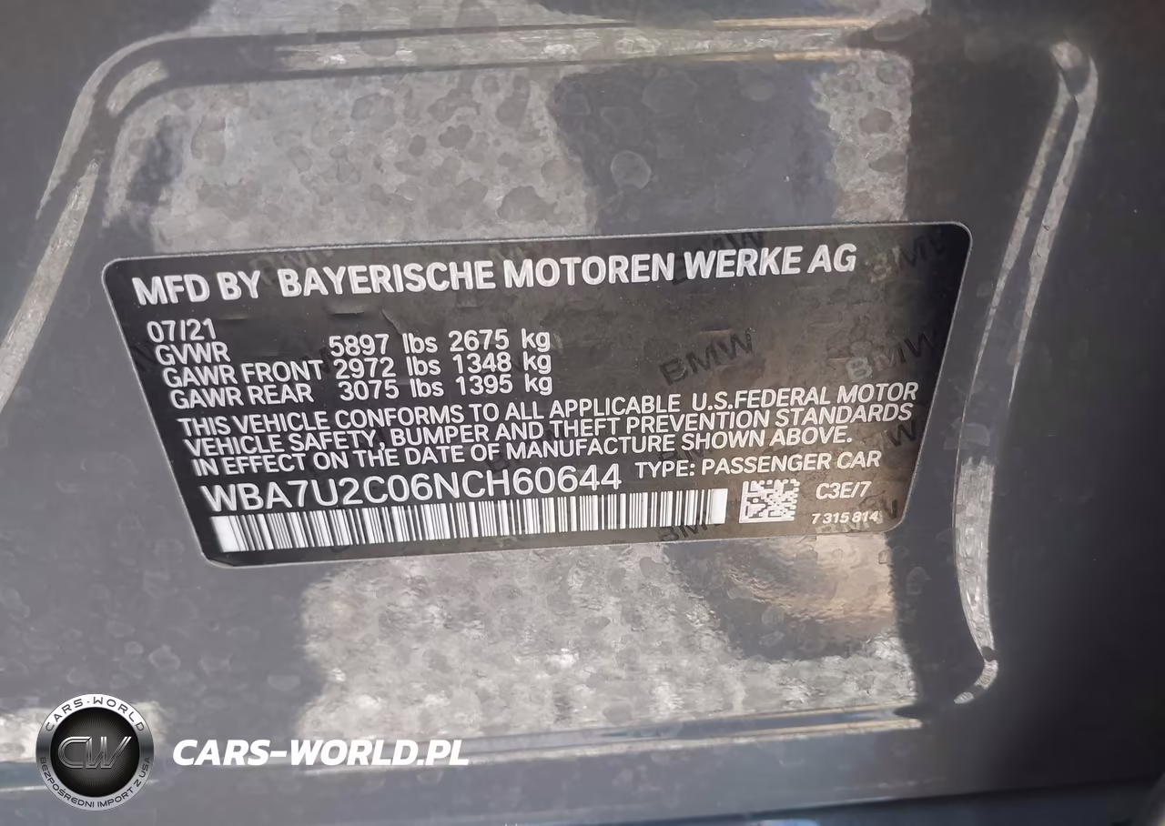 2022 BMW 750 I xDrive VIN:WBA7U2C06NCH60644 - 9