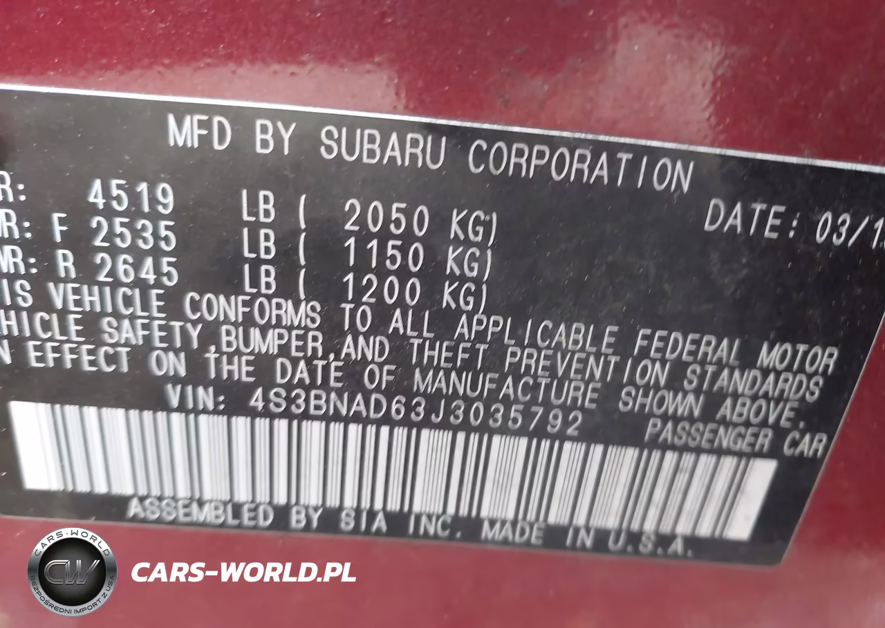 2018 Subaru Legacy 2.5I Premium VIN:4S3BNAD63J3035792 - 9