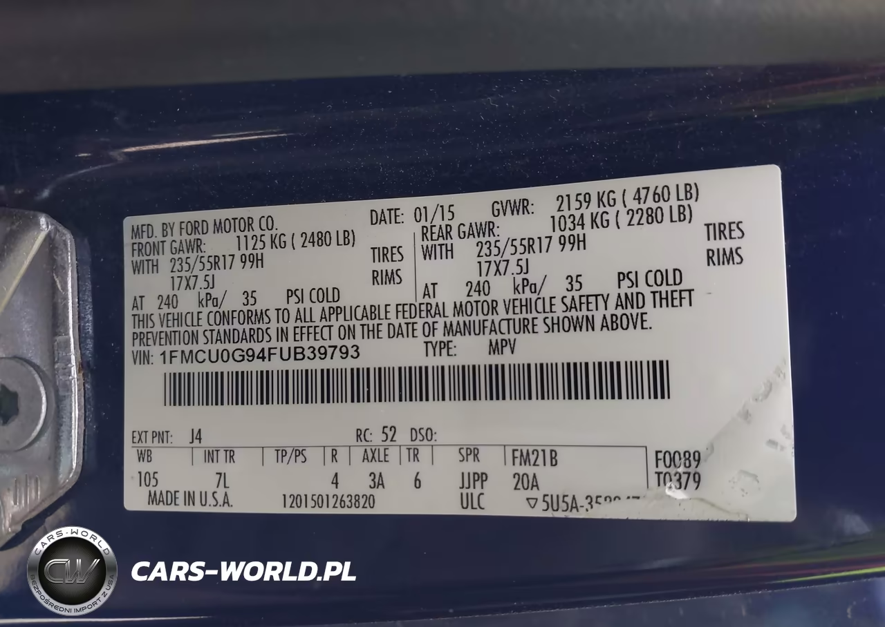 2015 Ford Escape Se VIN:1FMCU0G94FUB39793 - 9