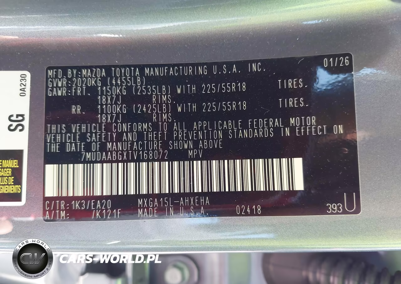 2026 Toyota Corolla Cross Xle VIN:7MUDAABGXTV168072 - 9