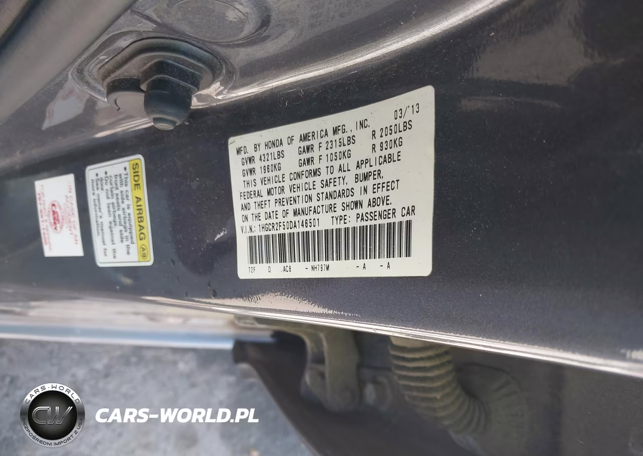 2013 Honda Accord Sport VIN:1HGCR2F50DA146501 - 9