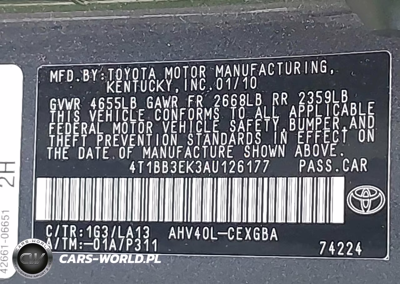 TOYOTA CAMRY HYBRID VIN:4T1BB3EK3AU126177 - 9