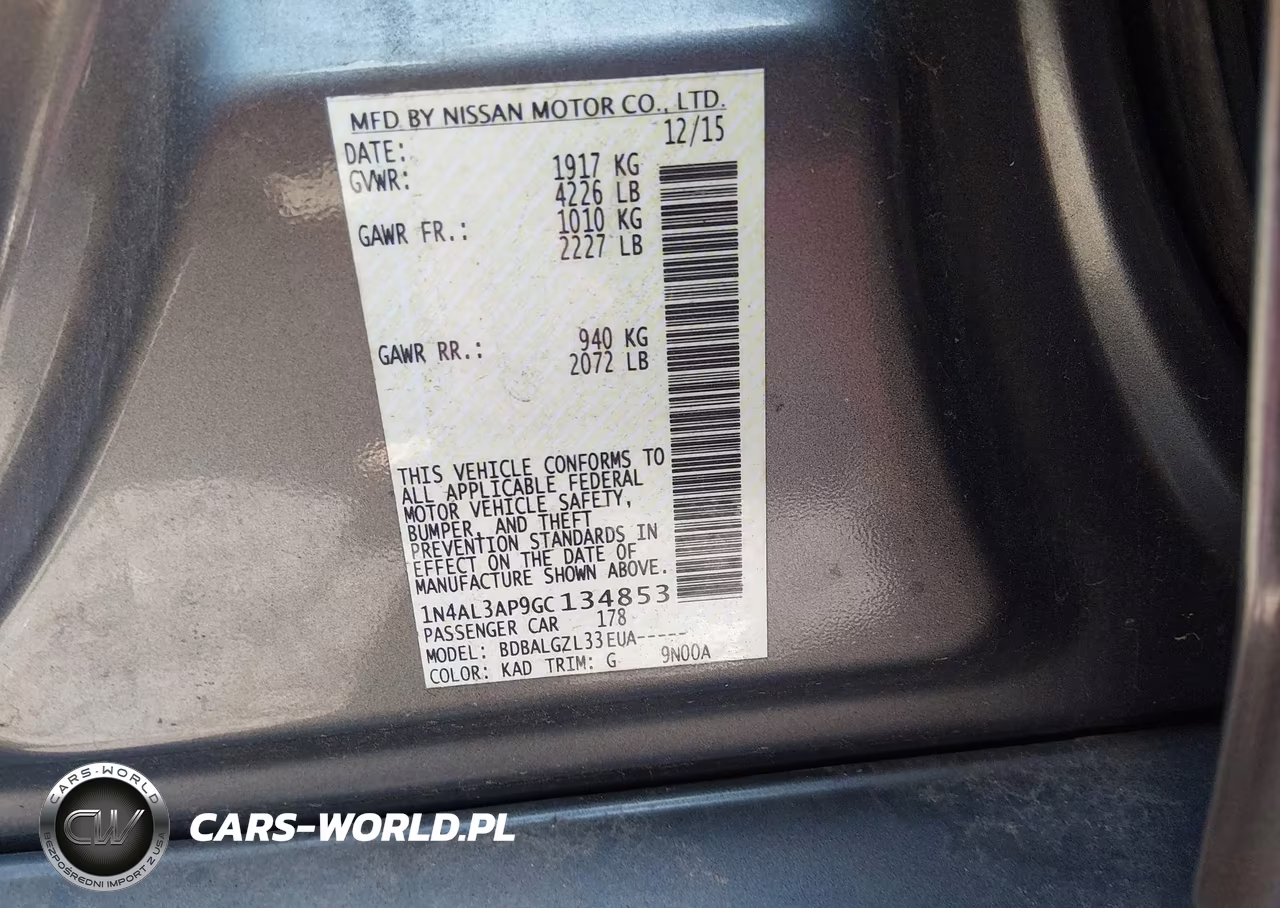2016 Nissan Altima VIN:1N4AL3AP9GC134853 - 9