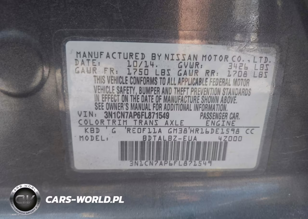 2015 Nissan Versa 1.6 Sv VIN:3N1CN7AP6FL871549 - 9