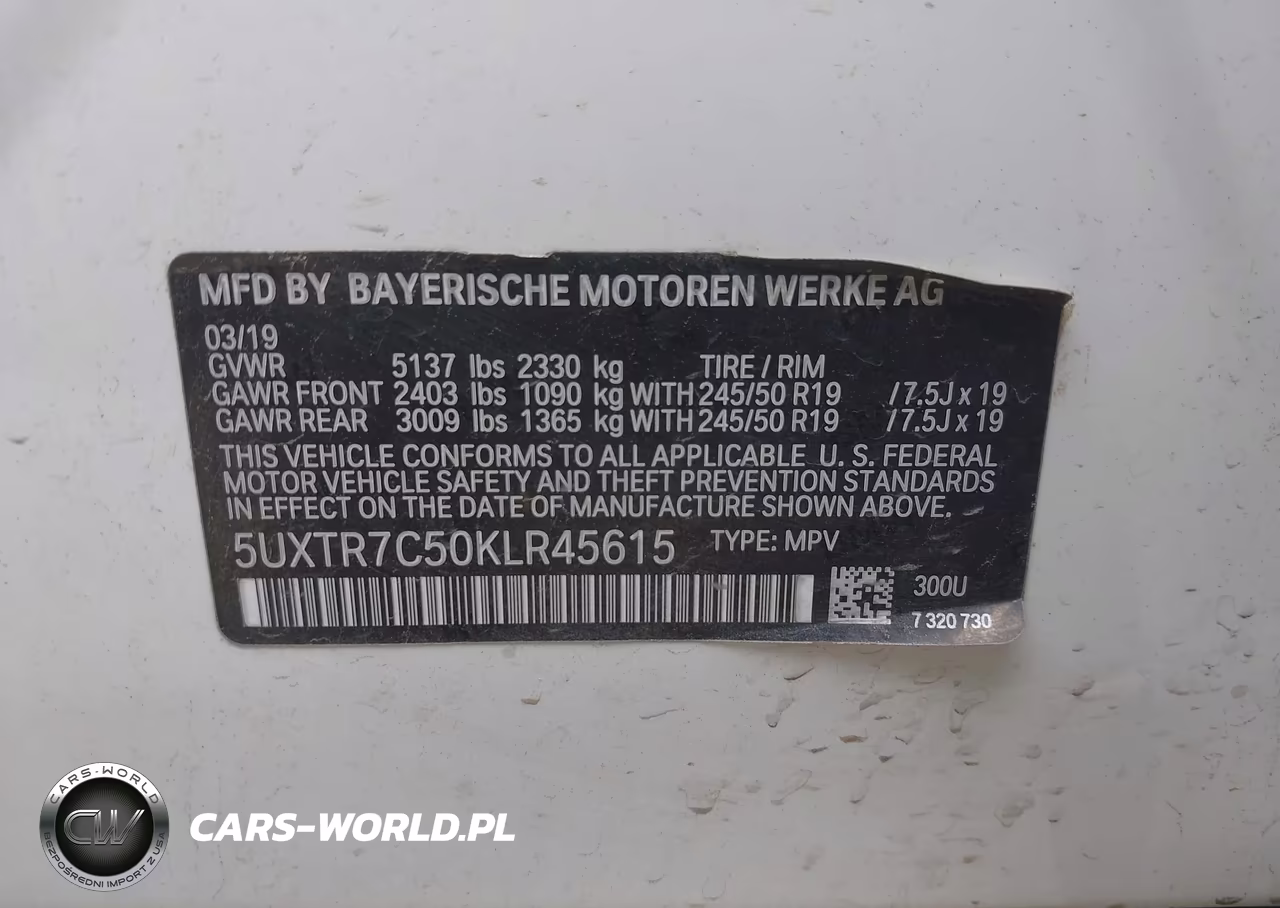 2019 BMW X3 Sdrive30I VIN:5UXTR7C50KLR45615 - 9