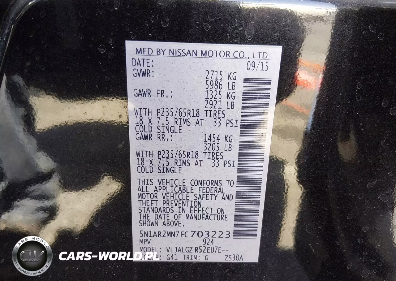 2015 Nissan Pathfinder Sl VIN:5N1AR2MN7FC703223 - 9