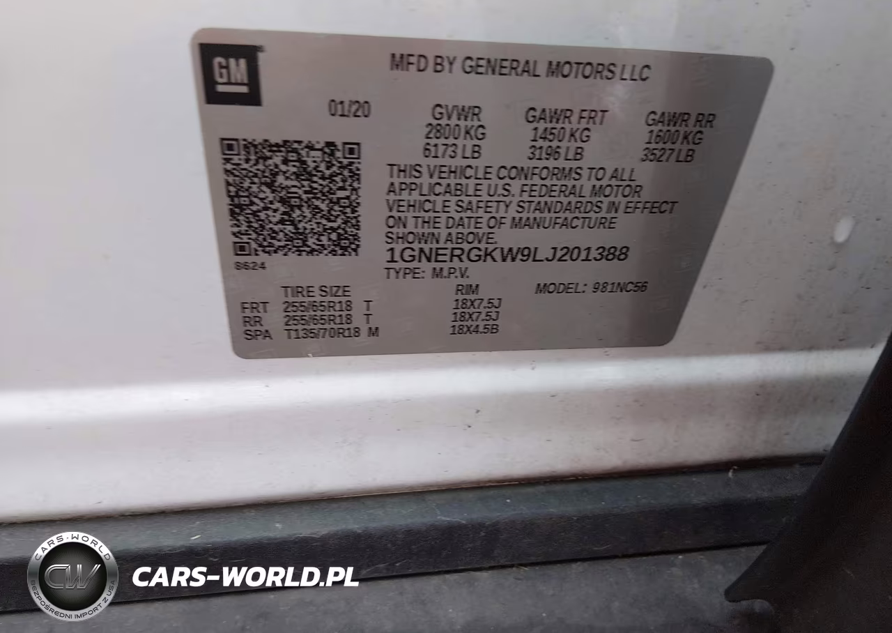 2020 Chevrolet Traverse Fwd Lt Cloth VIN:1GNERGKW9LJ201388 - 9