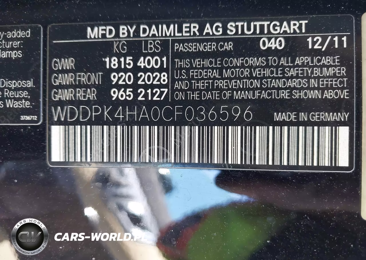 2012 Mercedes-Benz Slk 250 VIN:WDDPK4HA0CF036596 - 9