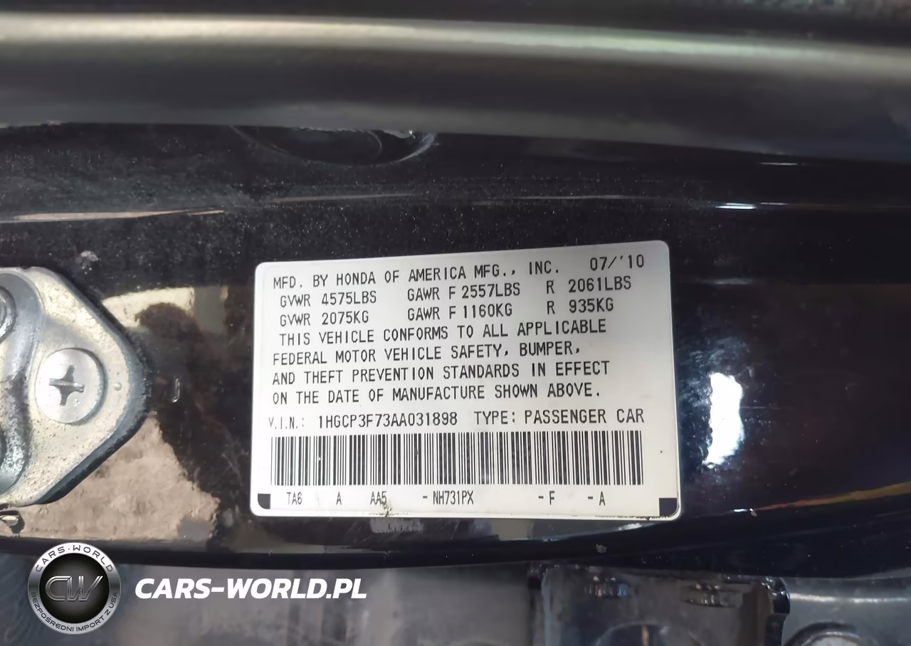 2010 Honda Accord 3.5 Ex VIN:1HGCP3F73AA031898 - 9