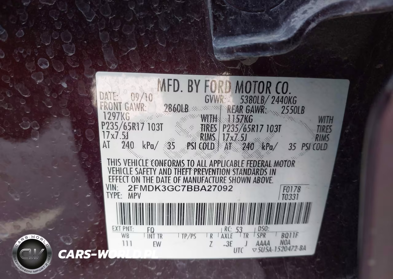 2011 Ford Edge Se VIN:2FMDK3GC7BBA27092 - 9