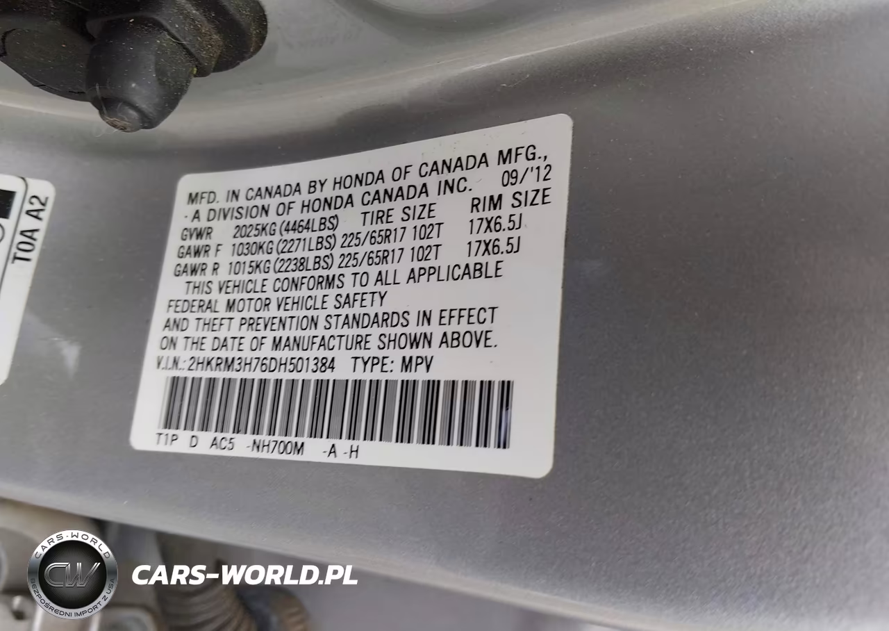 2013 Honda Cr-V Ex-L VIN:2HKRM3H76DH501384 - 9