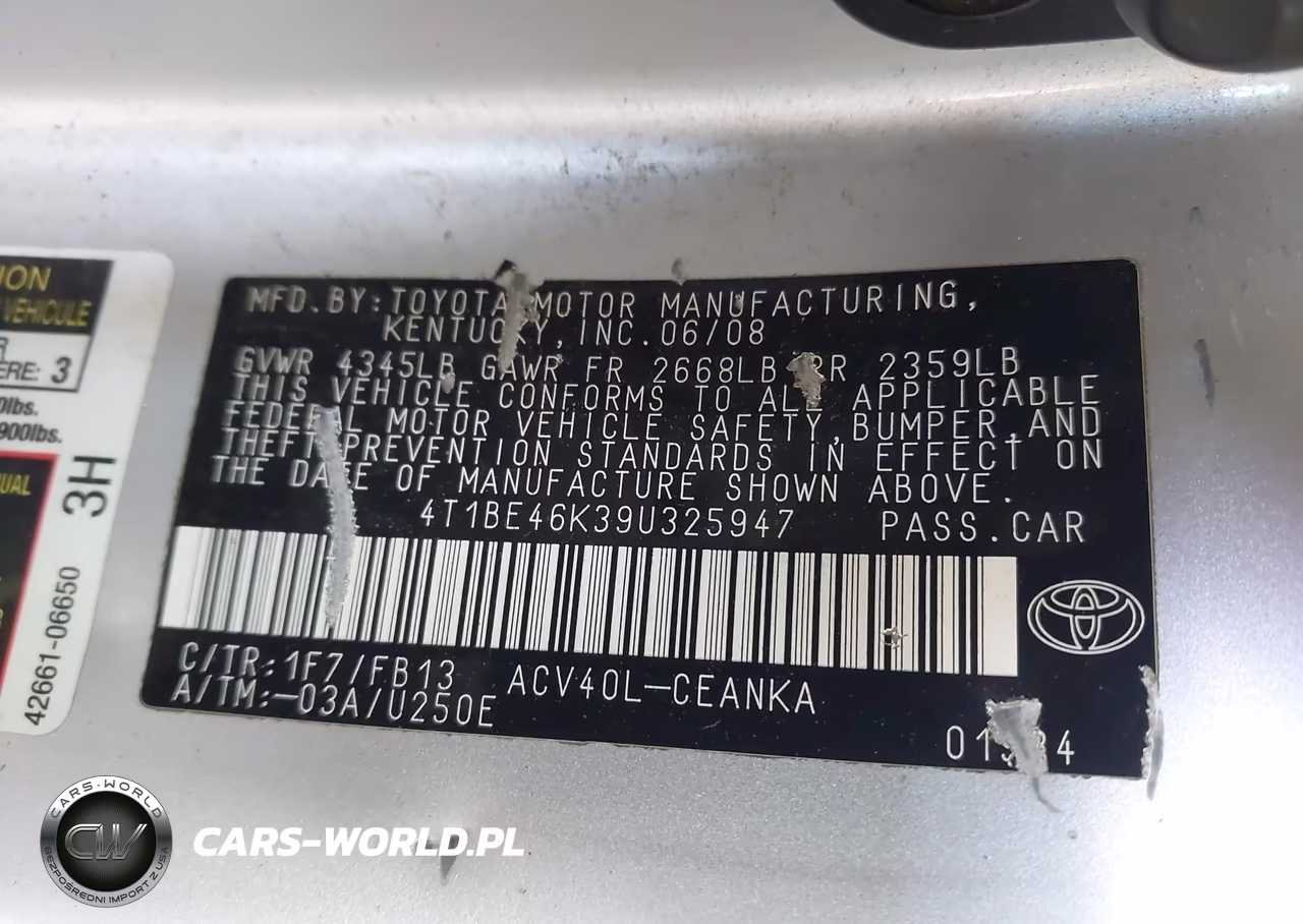 2009 Toyota Camry VIN:4T1BE46K39U325947 - 9