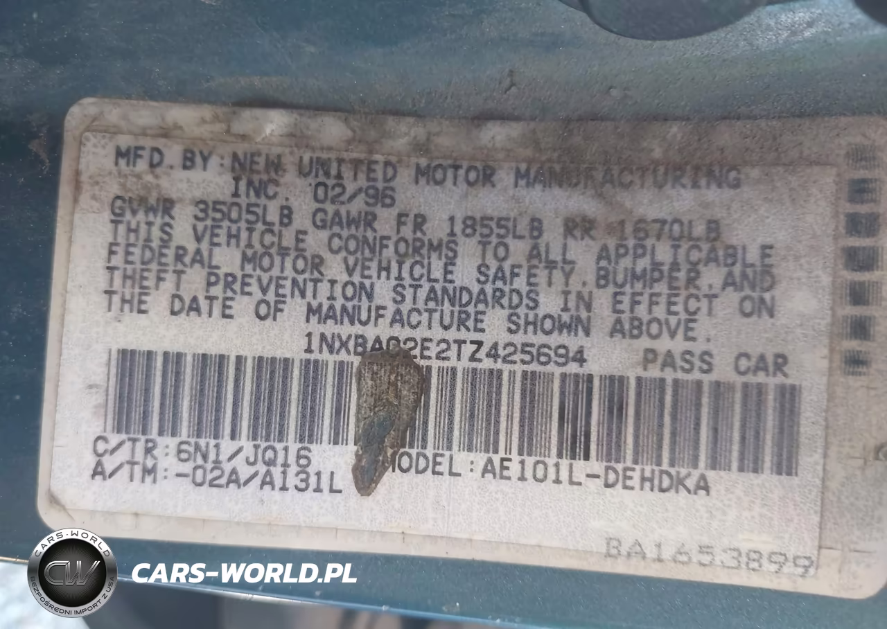 1996 Toyota Corolla VIN:1NXBA02E2TZ425694 - 9