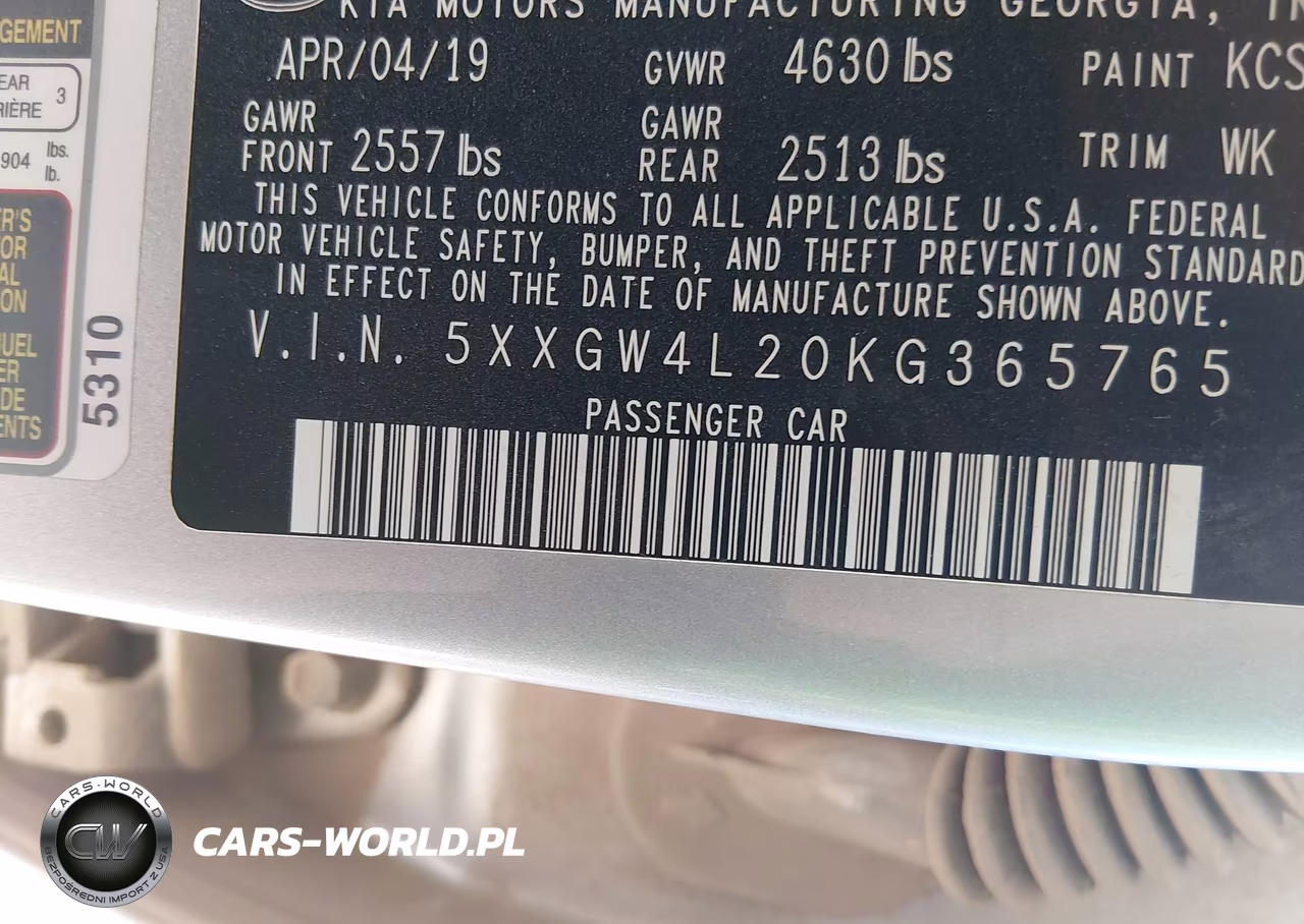 2019 Kia Optima Sx Turbo VIN:5XXGW4L20KG365765 - 9