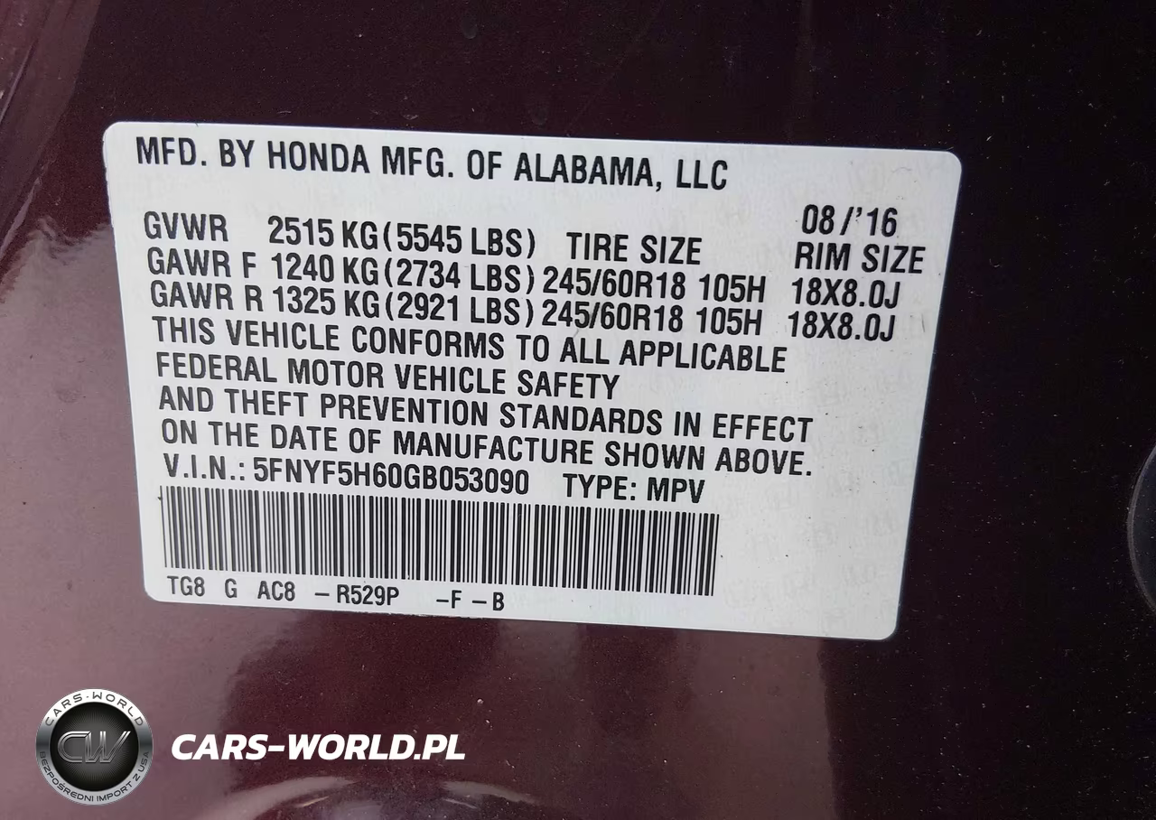 2016 Honda Pilot Ex-L VIN:5FNYF5H60GB053090 - 9