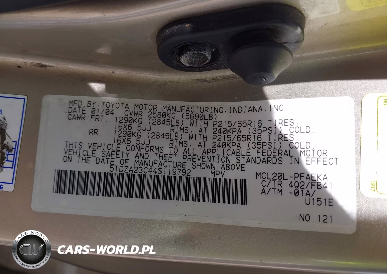 2004 Toyota Sienna Le VIN:5TDZA23C44S119792 - 9