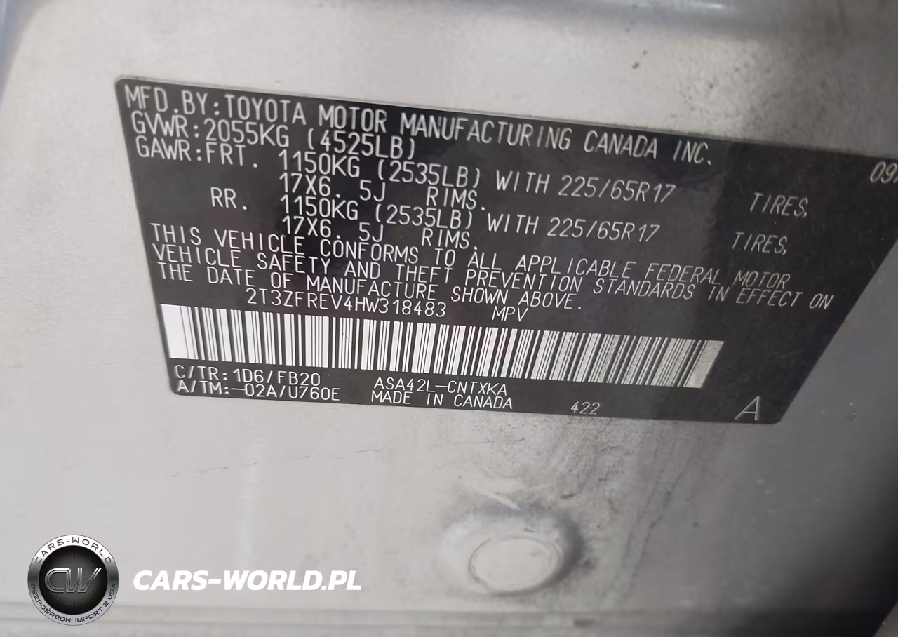 2017 Toyota Rav4 Le VIN:2T3ZFREV4HW318483 - 9
