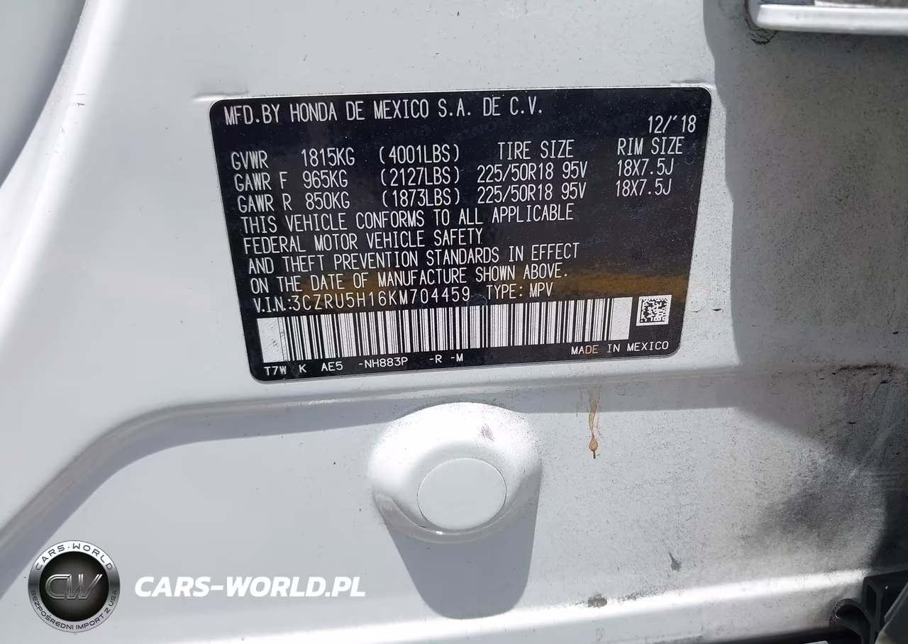2019 Honda Hr-V Sport VIN:3CZRU5H16KM704459 - 9
