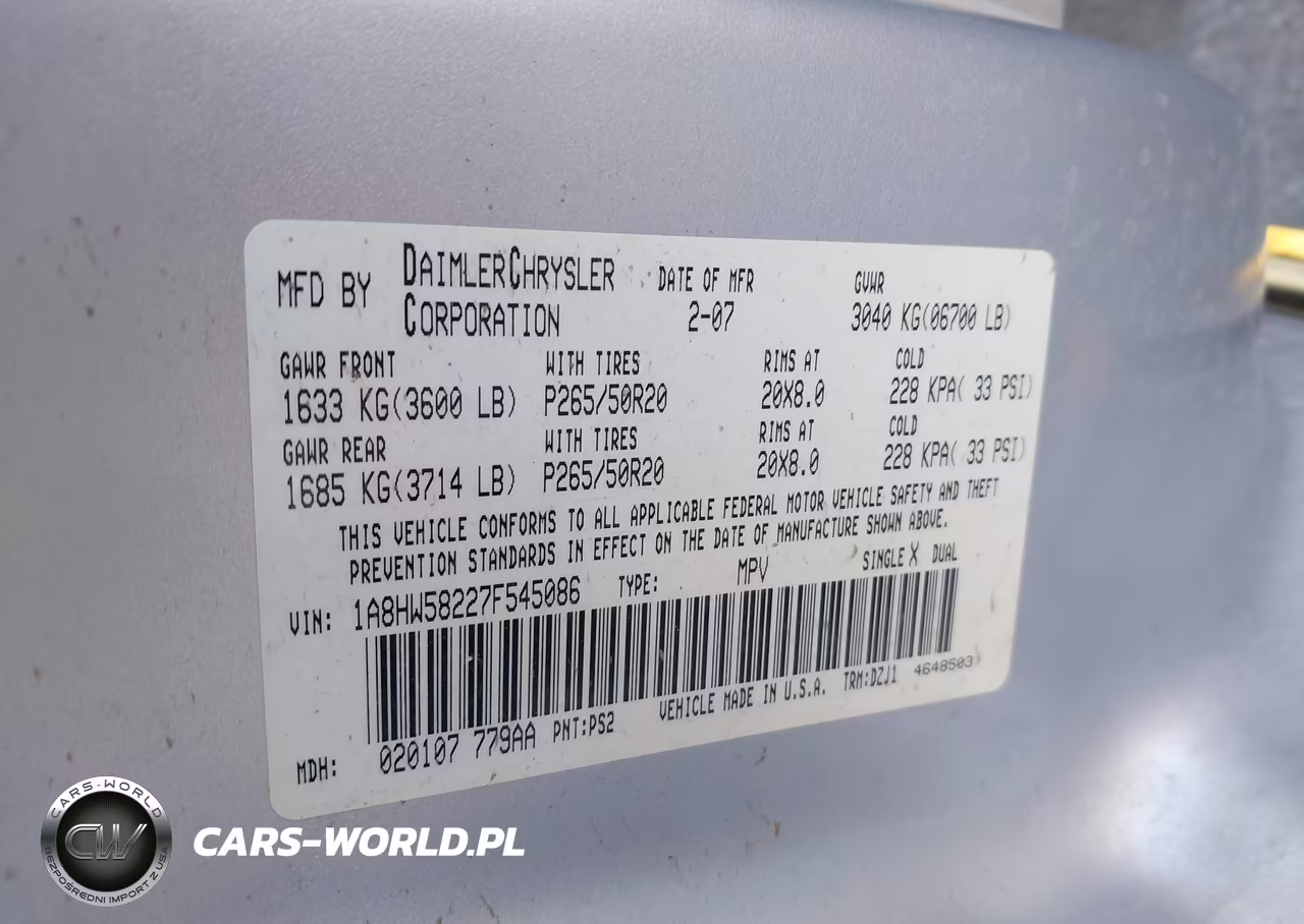 2007 Chrysler Aspen Limited VIN:1A8HW58227F545086 - 9