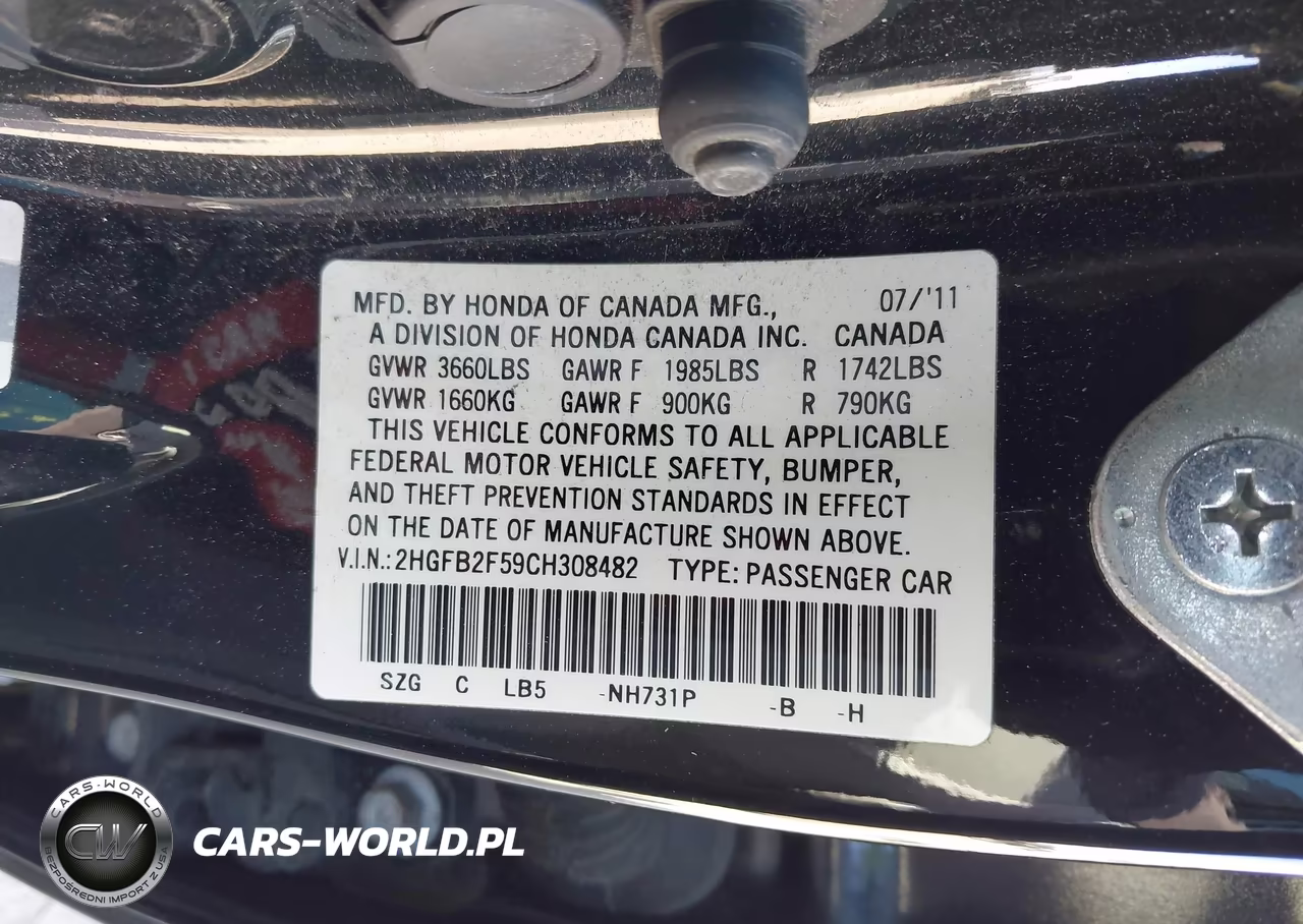 2012 Honda Civic Lx VIN:2HGFB2F59CH308482 - 9