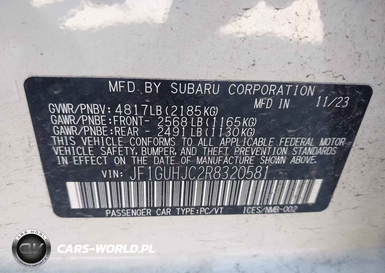 2024 Subaru Impreza Rs 5-Door VIN:JF1GUHJC2R8320581 - 9