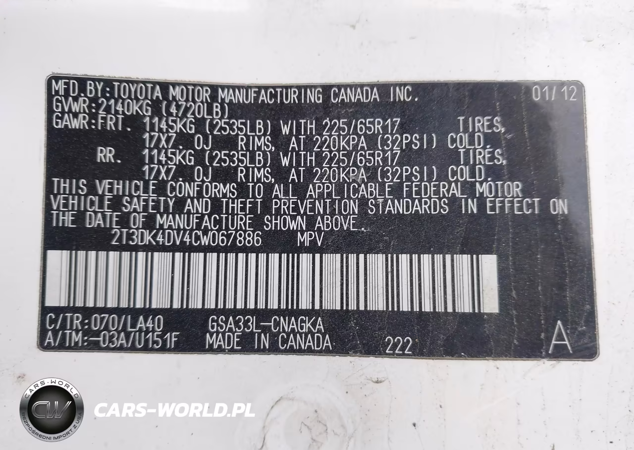 2012 Toyota Rav4 Limited V6 VIN:2T3DK4DV4CW067886 - 9