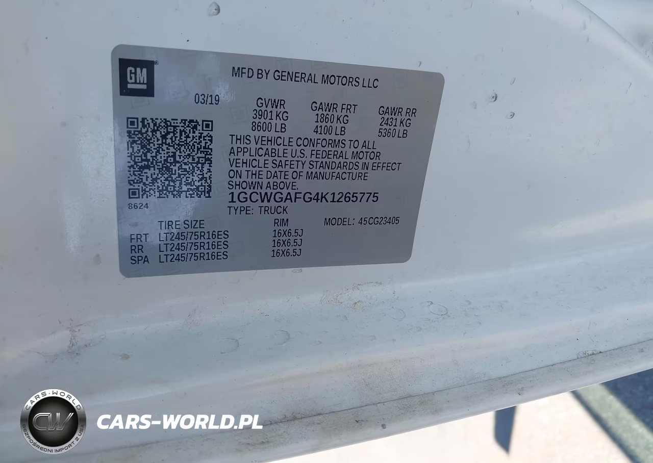 2019 Chevrolet Express 2500 Work Van VIN:1GCWGAFG4K1265775 - 9