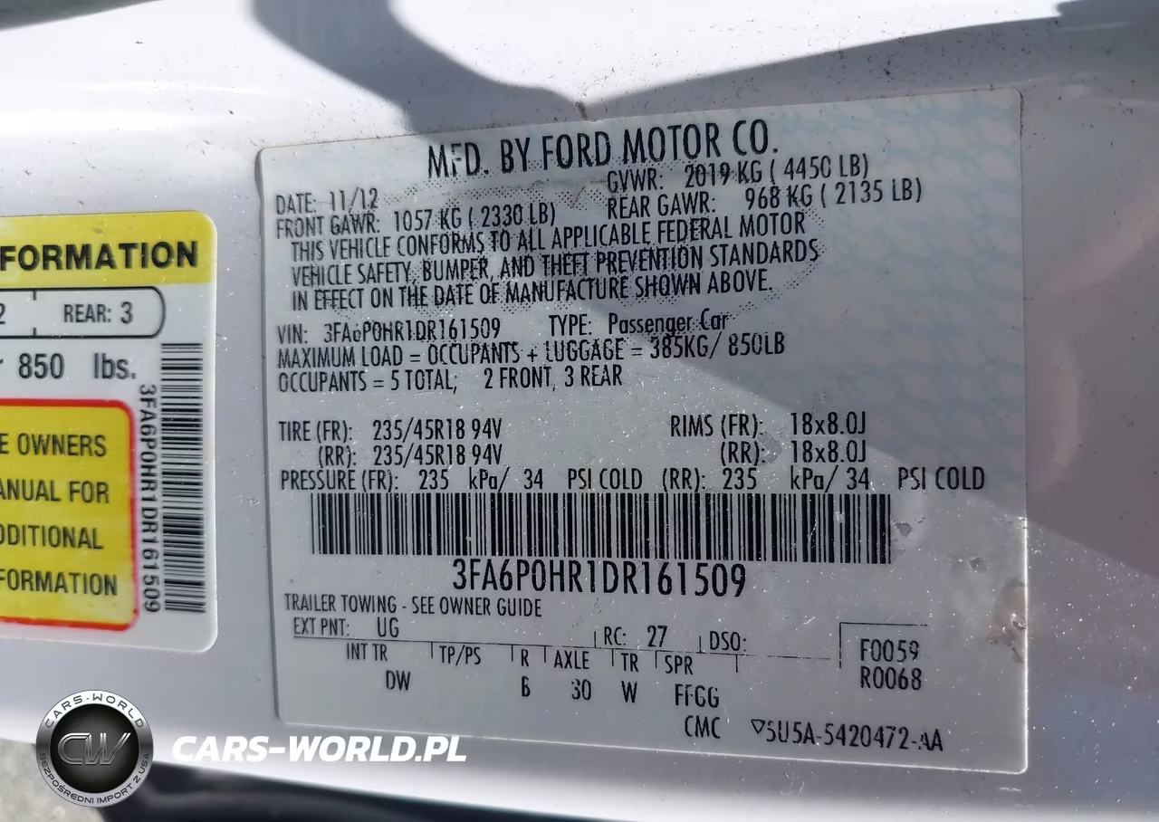 2013 Ford Fusion Se VIN:3FA6P0HR1DR161509 - 9