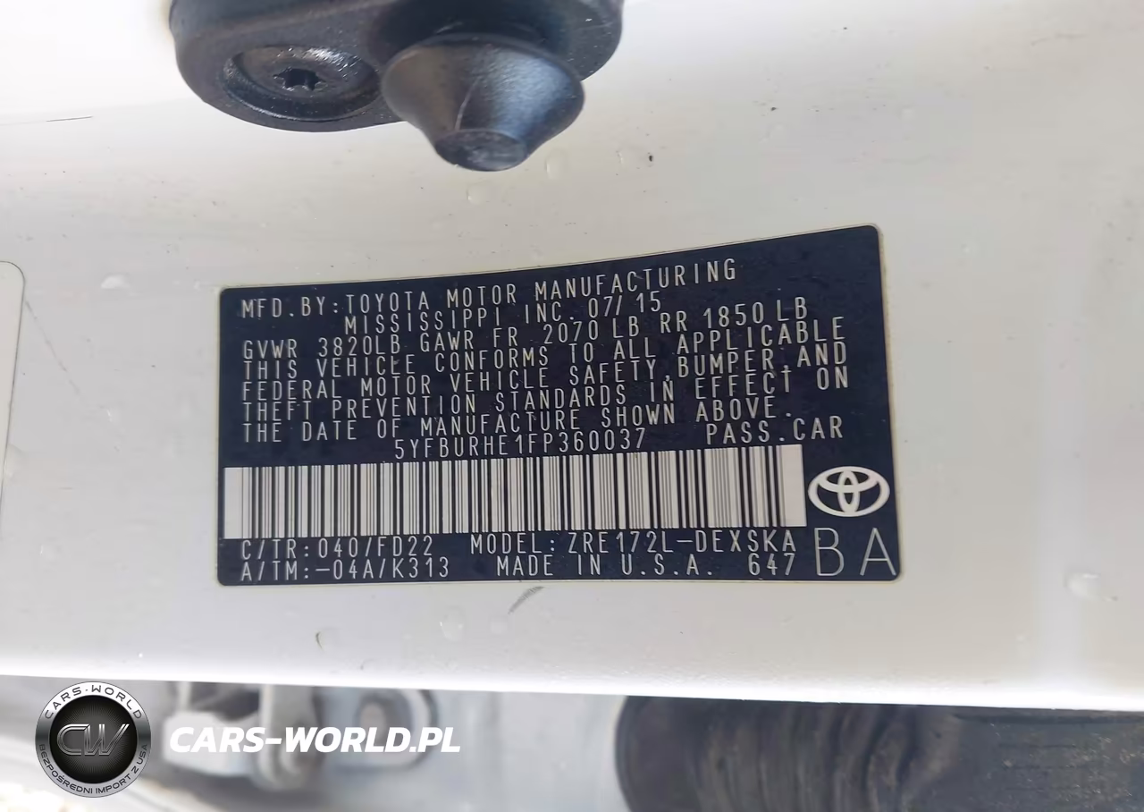 2015 Toyota Corolla S Plus VIN:5YFBURHE1FP360037 - 9