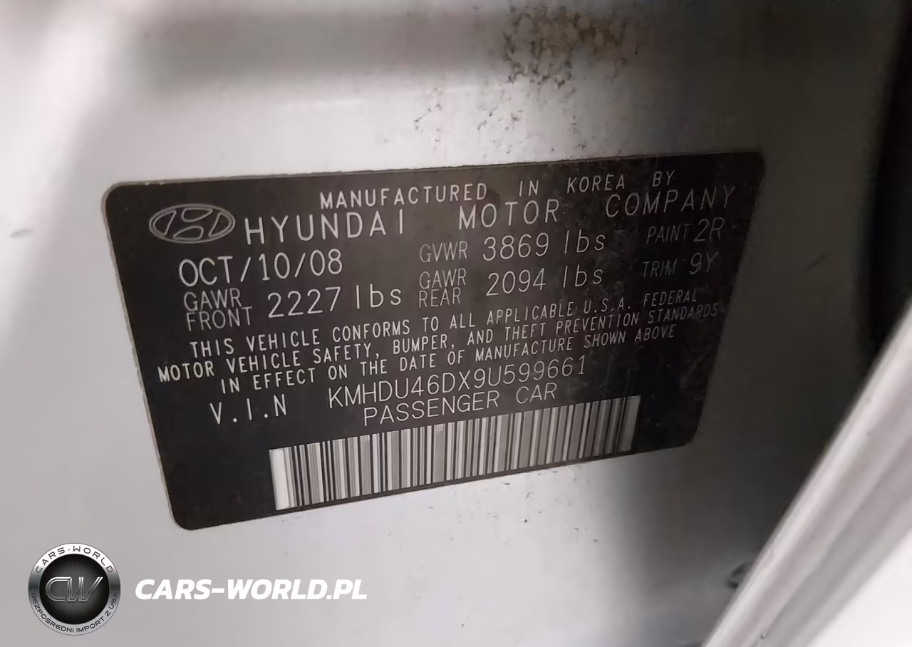 2009 Hyundai Elantra Se VIN:KMHDU46DX9U599661 - 9