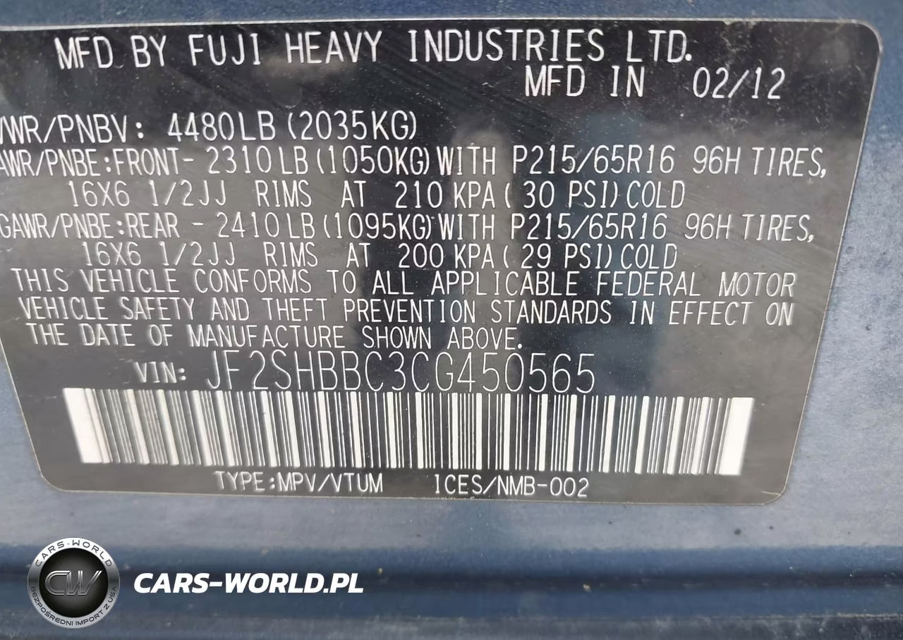 2012 Subaru Forester 2.5X VIN:JF2SHBBC3CG450565 - 9