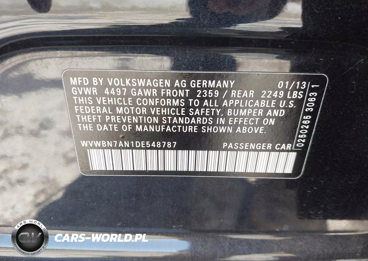 2013 Volkswagen Cc 2.0T R-Line VIN:WVWBN7AN1DE548787 - 9