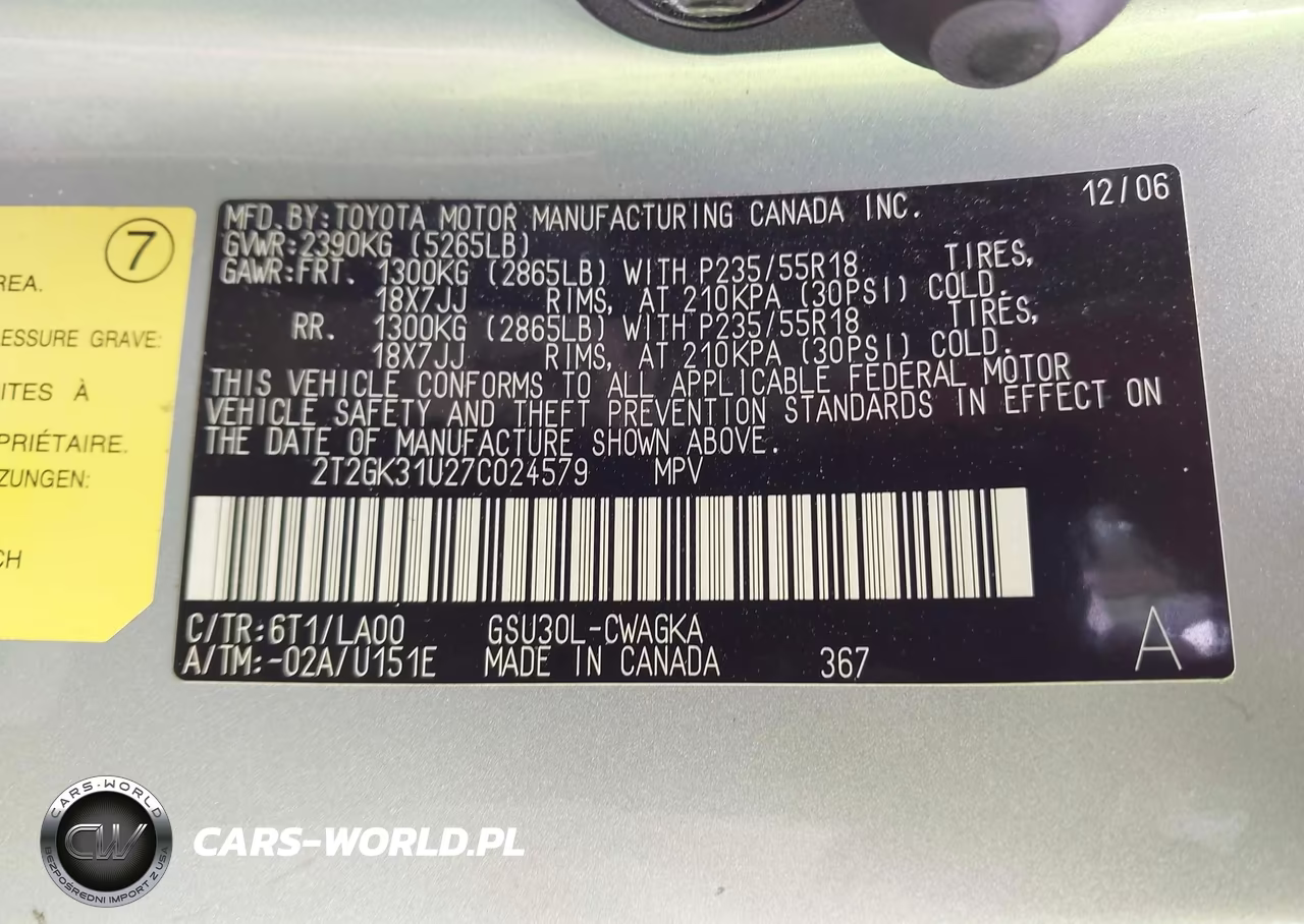 2007 Lexus Rx 350 VIN:2T2GK31U27C024579 - 9