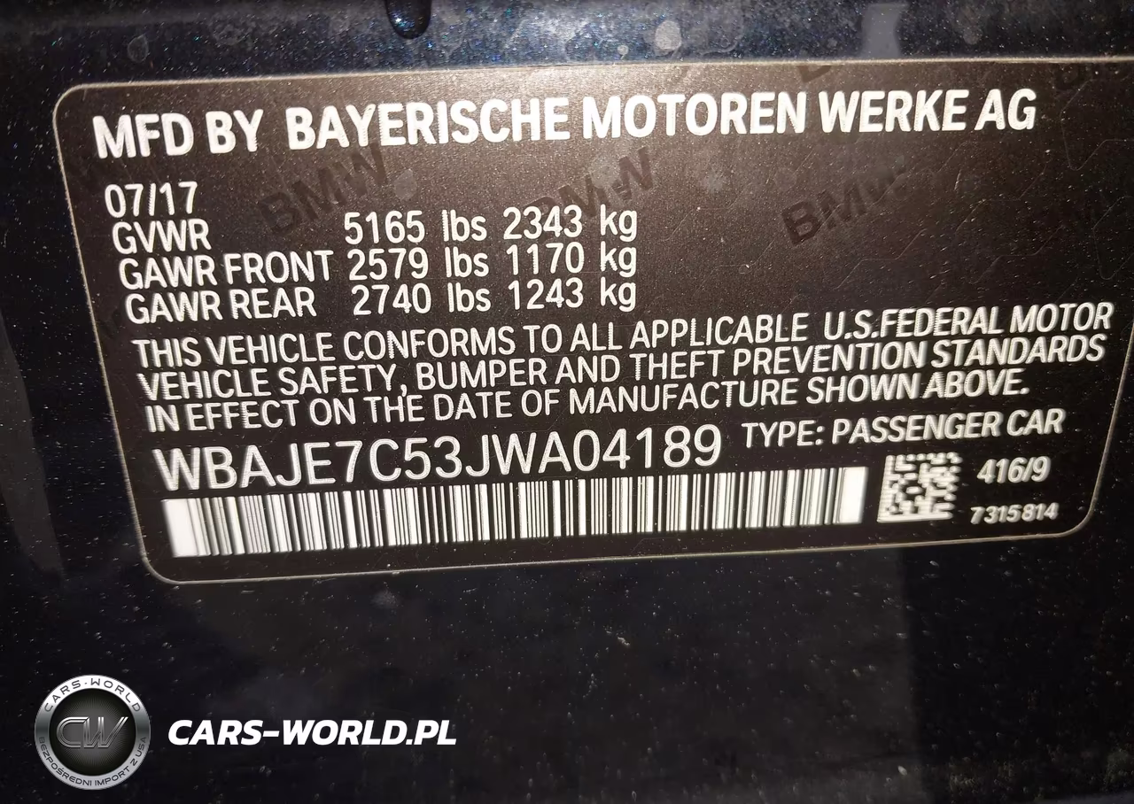 2018 BMW 540I xDrive VIN:WBAJE7C53JWA04189 - 9