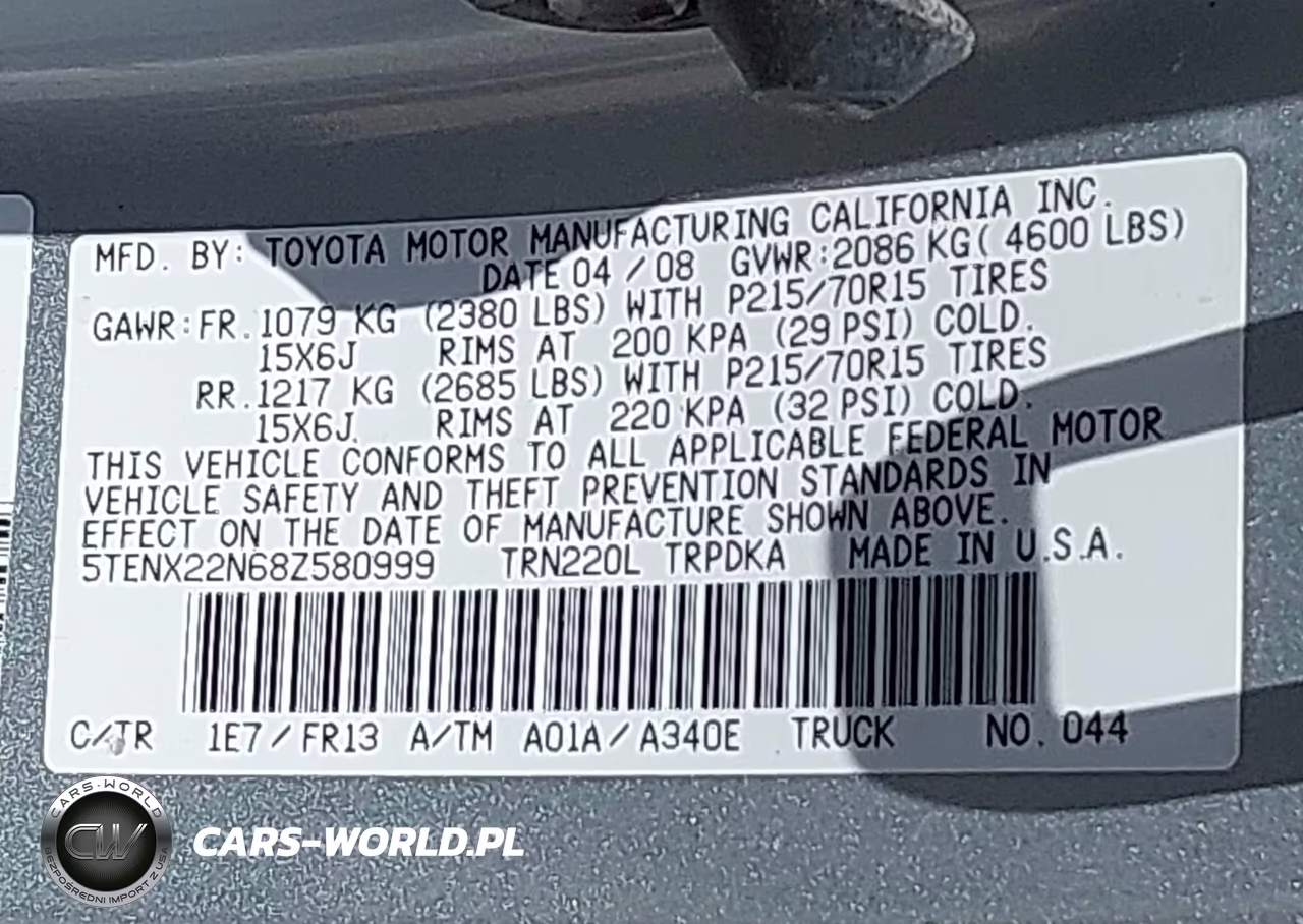 2008 Toyota Tacoma VIN:5TENX22N68Z580999 - 9