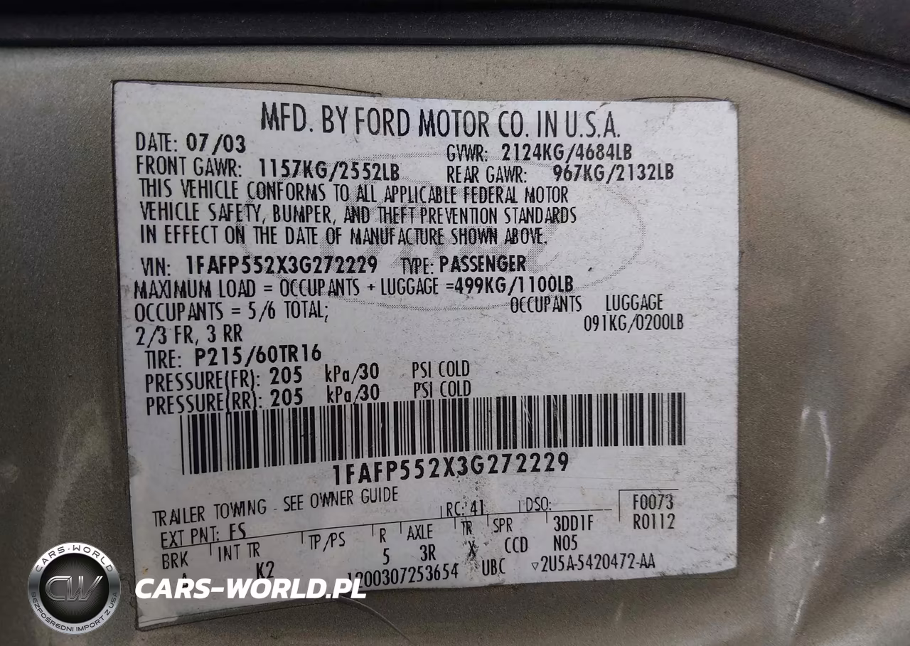 2003 Ford Taurus Ses VIN:1FAFP552X3G272229 - 9